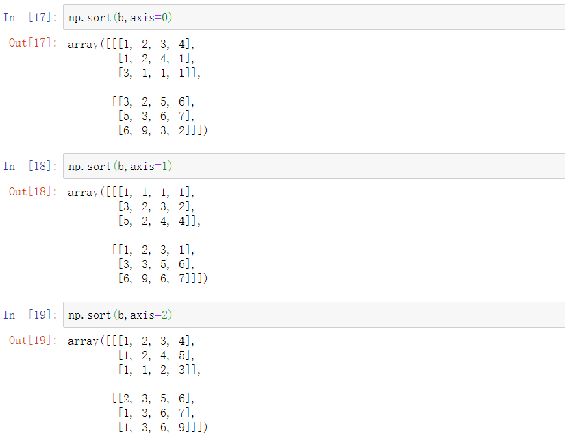 np.sort()示例